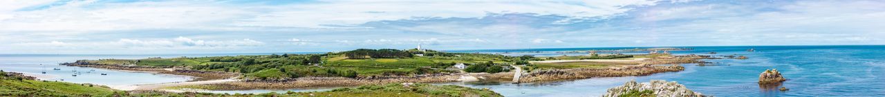 Panoramic view of sea against cloudy sky