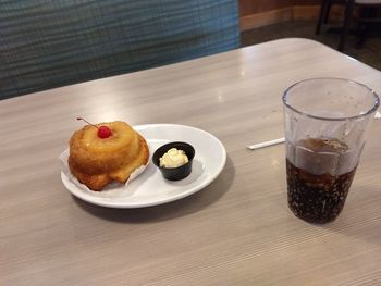 Close-up of breakfast served on table