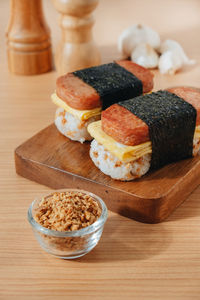 Close-up of food on table