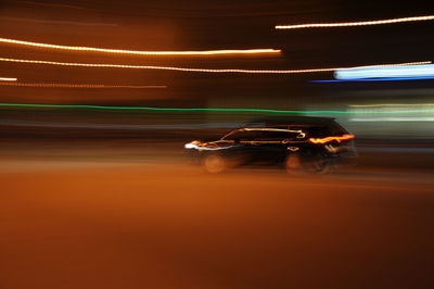 Light trails on street at night