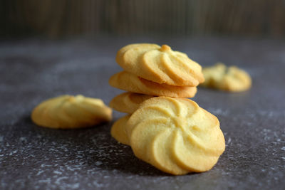 Close-up of cookies on table