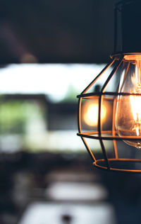 Close-up of illuminated light bulb