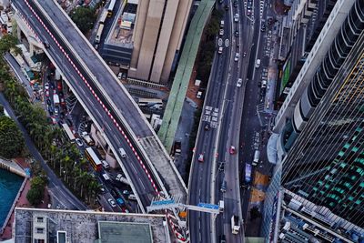 Aerial view of highways in city