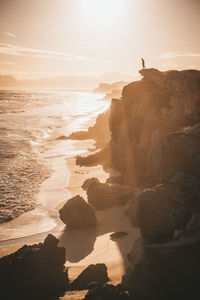 Sunset at the cliffs of monwabisi beach.