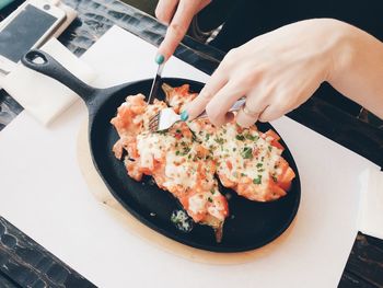 High angle view of food on table