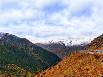 Scenic view of mountains against sky