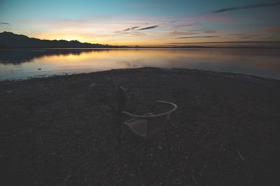 Scenic view of sea at sunset