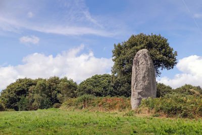Menhir of kergornec - megalithic monument in brittany, france