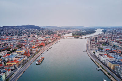 High angle view of cityscape against sky