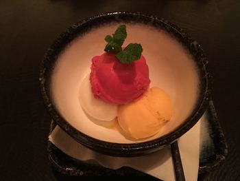 Close-up of dessert served in plate