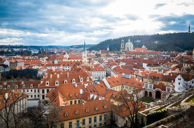 High angle shot of townscape