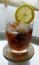 Close-up of drink in glass on table