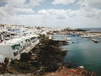 View of sea against cloudy sky
