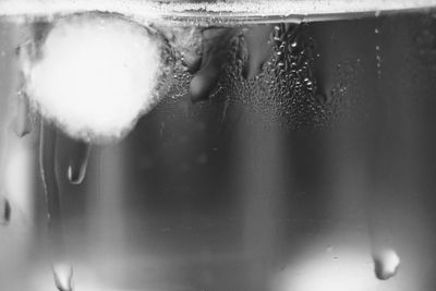 Close-up of wet person seen through glass