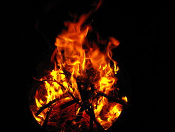 Close-up of bonfire at night