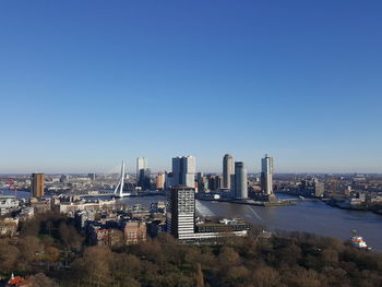 High angle view of city at waterfront