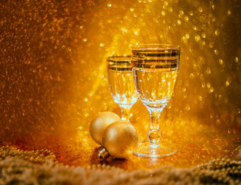 Close-up of wineglass on table