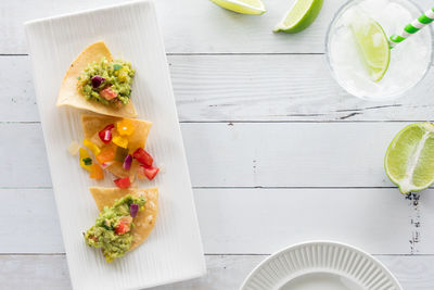 High angle view of food on table