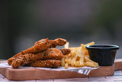 Close-up of breakfast on table