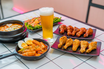 High angle view of food on table