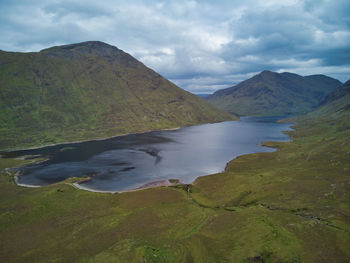 Aerial view of a lake somewhere in county mayo. 
