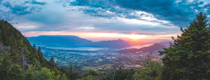 Scenic view of landscape against sky during sunset