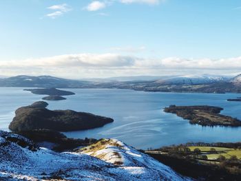 Scenic view of lake against sky