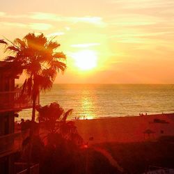 Scenic view of sea at sunset