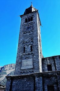 Low angle view of tower against clear sky