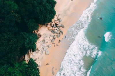 High angle view of beach