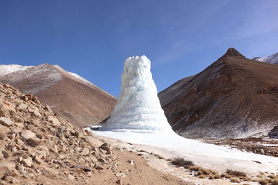 Panoramic view of snowcapped mountain against sky