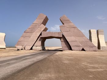 Low angle view of old ruins against clear sky