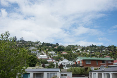 High angle view of townscape against sky