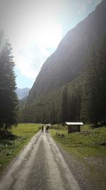 Rear view of man on road against mountain