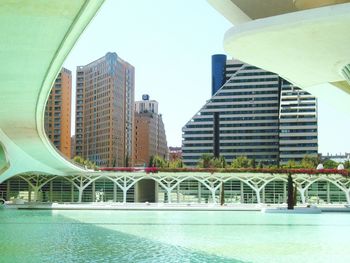 Modern buildings against blue sky