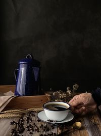 Coffee cup on table