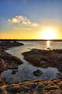 Scenic view of sea against sky during sunset