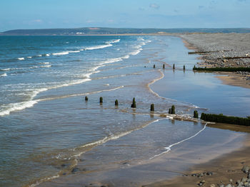 Scenic view of beach against sky