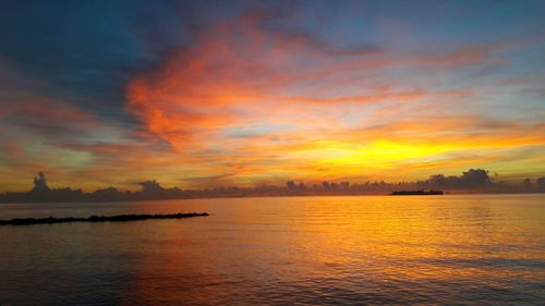 Scenic view of dramatic sky over sea