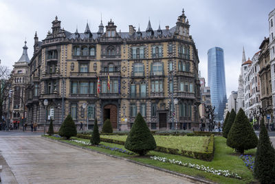 Low angle view of buildings in city