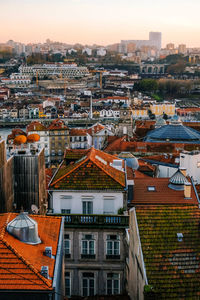 High angle view of townscape against sky