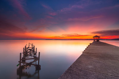  view of port dickson jetty at sunset