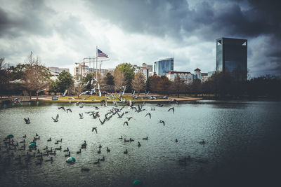 Panoramic view of city against sky