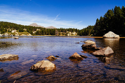 Scenic view of lake against sky