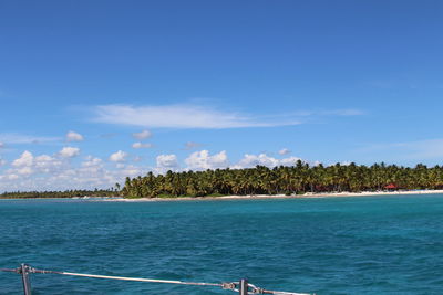 Scenic view of sea against blue sky