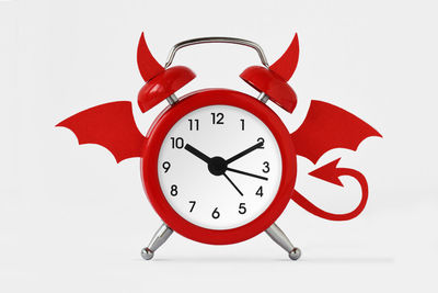 Close-up of clock against white background