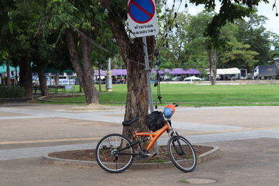 Man riding bicycle on road