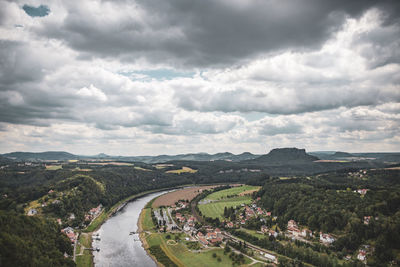 Aerial view of landscape against sky