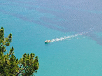 Scenic view of sea against blue sky