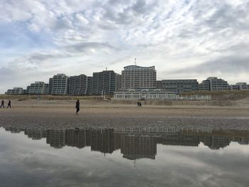 Reflection of buildings in lake